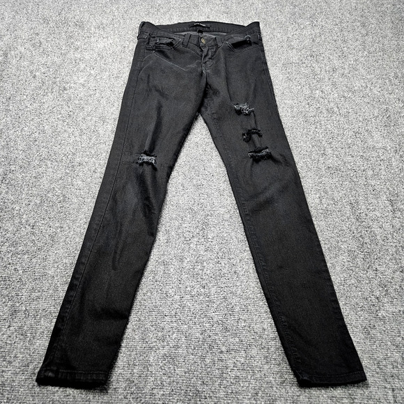 Flying Monkey Denim - Flying Monkey Jeans Sz 27 (28x30) Black Distressed‎ Skinny Stretch Made in USA